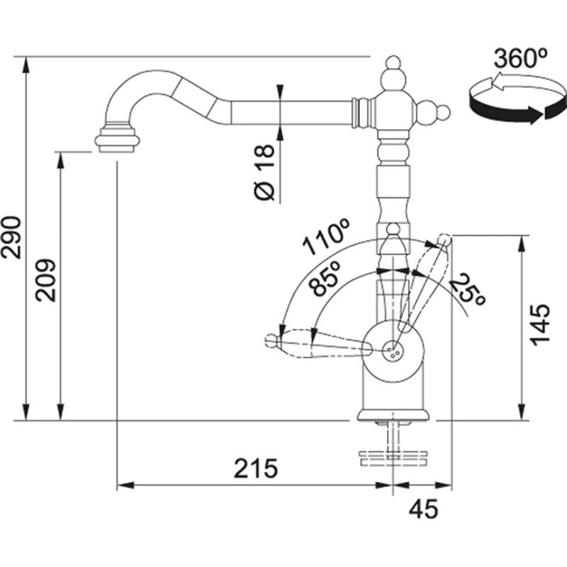 Franke Particolare Old England klassinen keittiöhana pronssi 115.0028.205