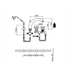 Huber Victorian 4-reikäinen termostaattinen kylpyhana suihkuvarusteilla Kulta VTT760102G