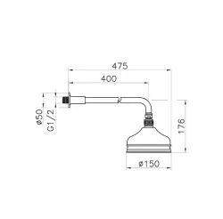 Huber Nostalginen Sadesuihku 15 cm suihkupää kromi seinävarrella 611.01H.CR