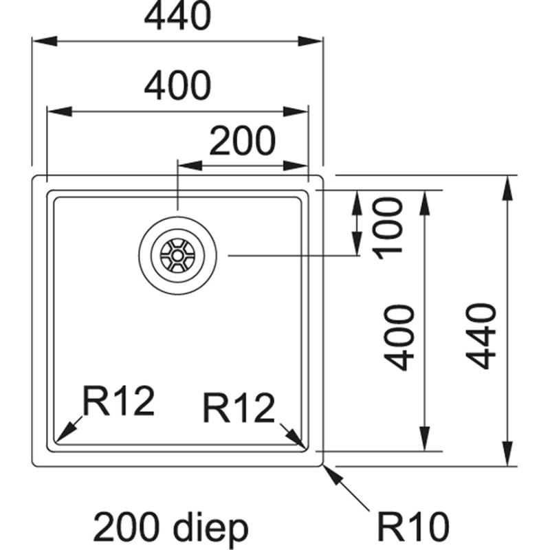 Franke Bolero Plus R12 BXX 110-40 ruostumattomasta teräksestä upotettava pesuallas 40x40cm 122.0576.355