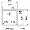 Franke Bolero Plus R12  BXX 210-40 rvs spoelbak vlakinbouw 40x40cm 1207853942