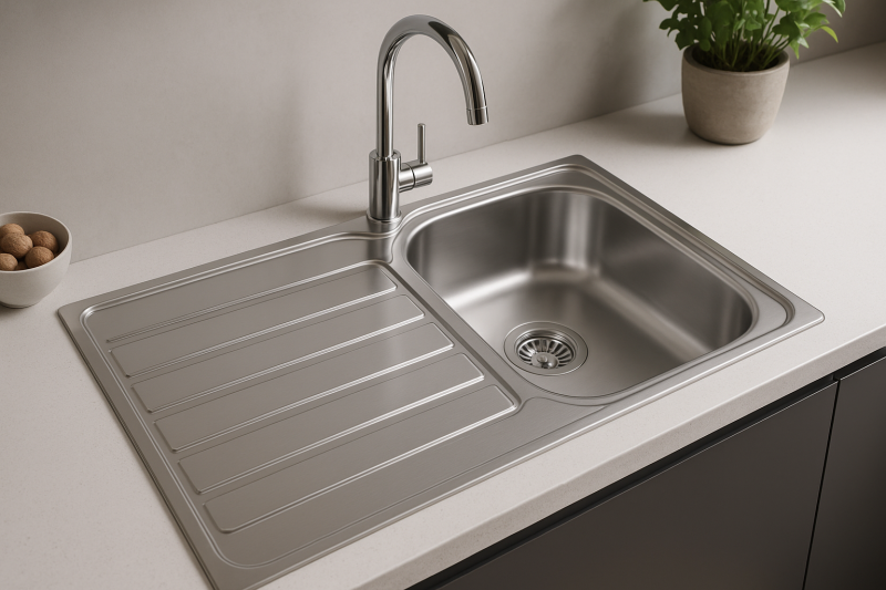 Franke Spark SKX 611 ruostumattomasta teräksestä tiskiallas, päällirakenne, kuivaustelineellä 86x50cm 101.0315.545