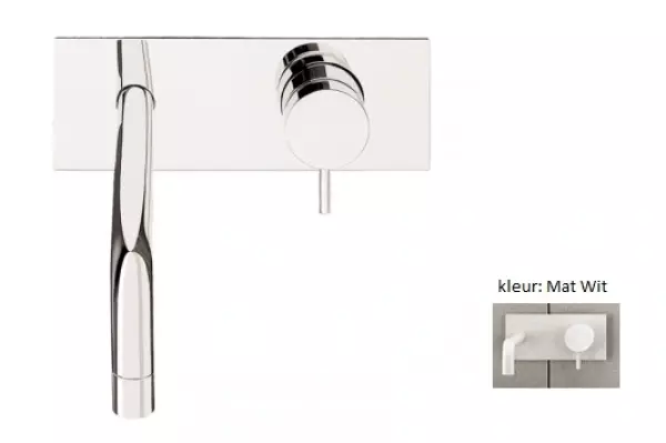 Waterevolution Flow inbouw wastafelkraan met afdekplaat mat wit met uitloop 25cm T1161BBR-25

Waterevolution Flow upotettu pesuallashana peitelevyllä, matta valkoinen, 25 cm ulosotto, T1161BB