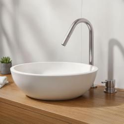Waterevolution Flow 2-reikäinen pesuallashana kromi, jossa pieni V 120 mm:n juoksuputki T1121V01