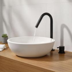Waterevolution Flow 2-reikäinen pesuallashana, mattamusta, pienellä V 120 mm juoksuputkella T1121VPR
