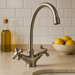 Nostalginen keittiöhana V1900 ruostumaton teräs