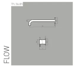 Waterevolution Flow inbouw wastafelkraan mat zwart met uitloop 21 cm T116BPR-21