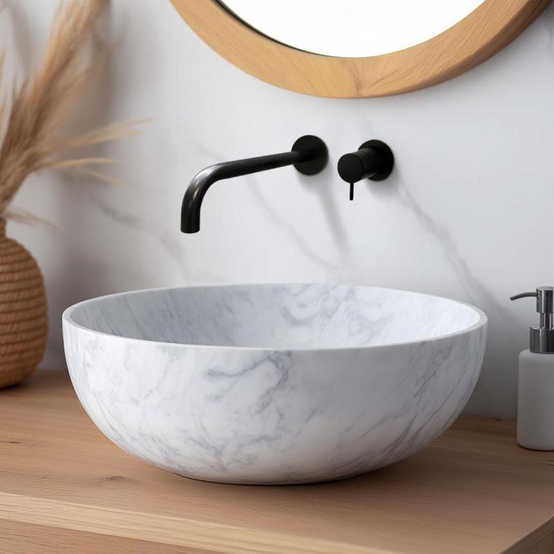 Waterevolution Flow upotettava pesuallashana, mattamusta, ulostulo 21 cm T116BPR-21