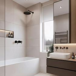 Waterevolution Flow -upotettava suihkutermostatti, pyöreä mattamusta ruusuke 1208778082 T142TBPR