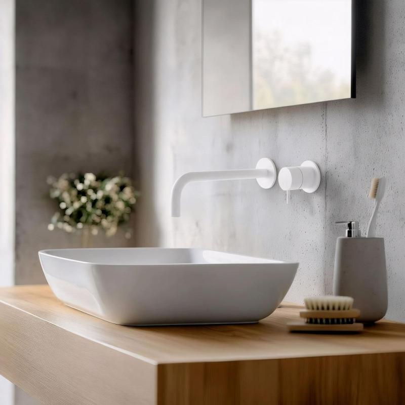 Waterevolution Flow upotettava pesuallashana, mattavalkoinen, ulostulo 21 cm T116BBR-21