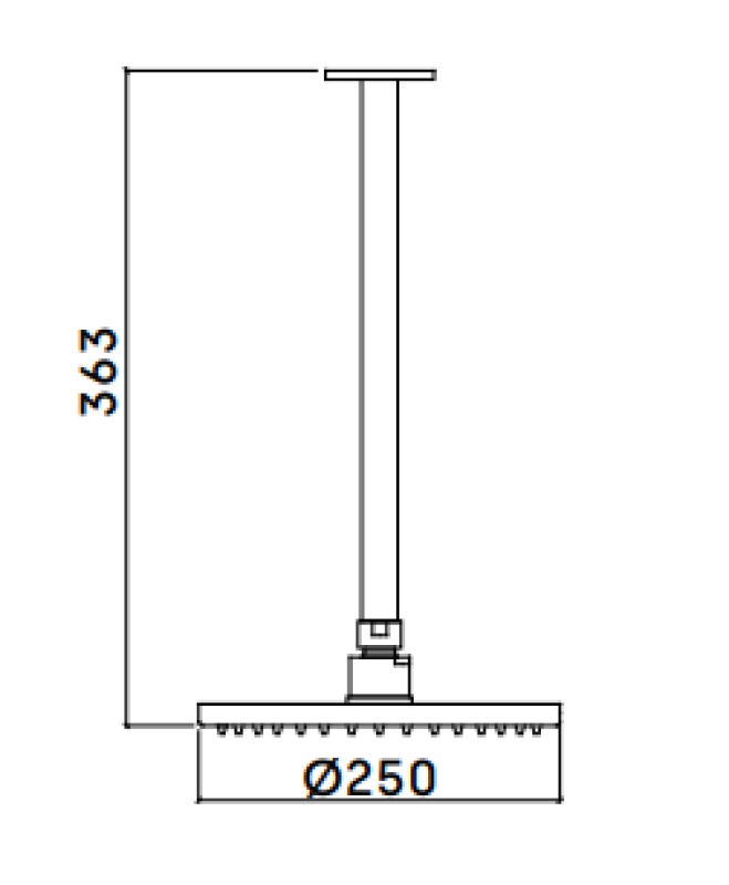 Waterevolution Flow päänsuihku 250mm kattokiinnityksellä täysin ruostumatonta terästä T1642IE
