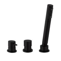 Waterevolution Flow 3-reikäinen kylpyammehana kylpyammeen reunaan asennettavaksi mattamusta T138SBPR