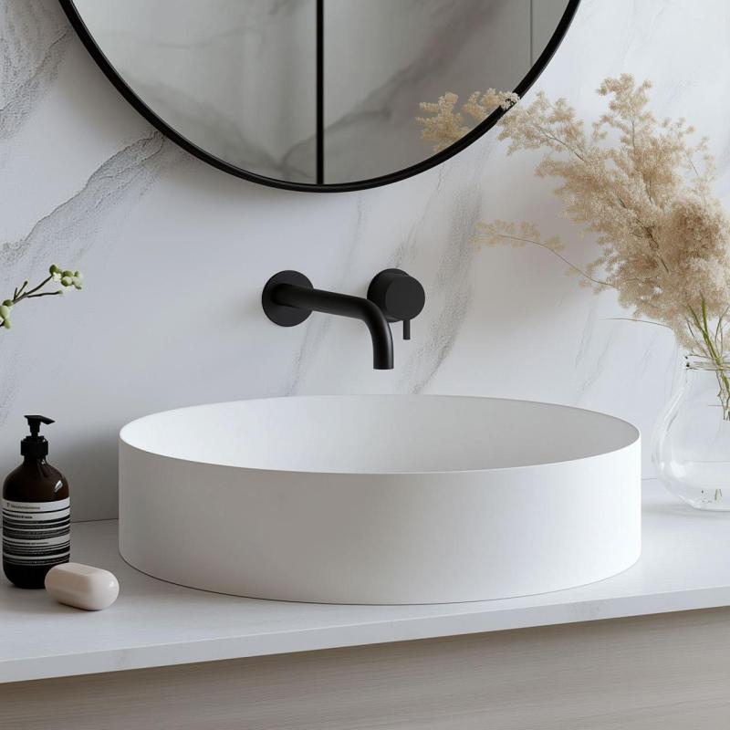 Waterevolution Flow upotettava pesuallashana, mattamusta, 15 cm:n ulosvirtaus T116BPR-15