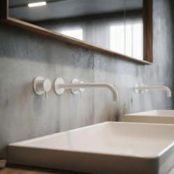 Waterevolution Flow 3-reikäinen upotettava pesuallashana, mattavalkoinen, ulostulo 21 cm T1163FBR-21