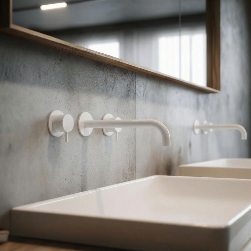 Waterevolution Flow 3-reikäinen upotettava pesuallashana, mattavalkoinen, ulostulo 21 cm T1163FBR-21