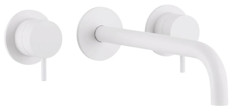 Waterevolution Flow 3-hole Built-in Washbasin Faucet Matte White with spout 15 cm T1163FBR-15