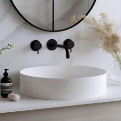 Waterevolution Flow 3-reikäinen upotettava pesuallashana, mattamusta, ulostulo 15 cm T1163FPR-15