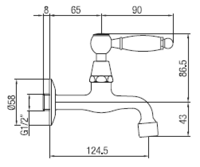 PB klassinen seinään asennettava vesihana valkoisella kahvalla kylmälle vedelle ruostumaton teräs 1208853532