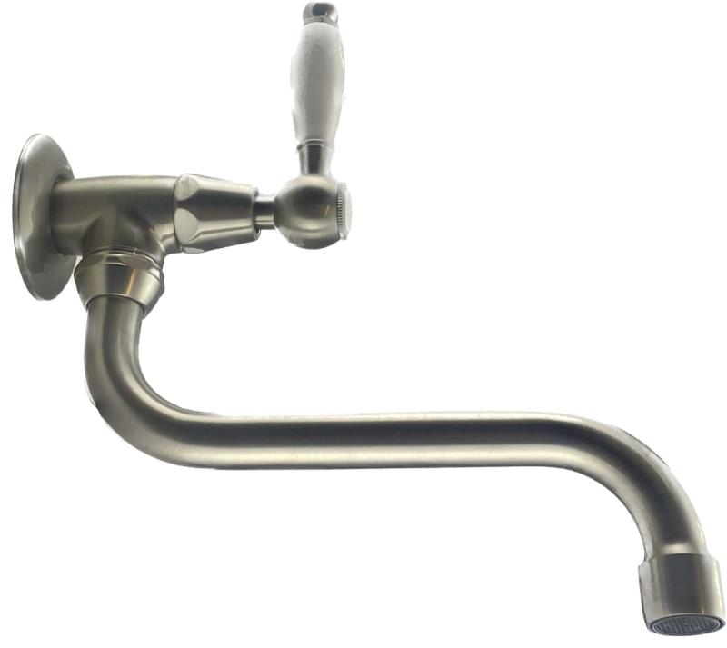 PB klassinen seinävesihana valkoisella kahvalla, kylmä vesi ja pitkä nokka, ruostumaton teräs 1208853572