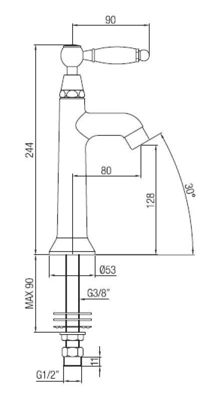 PB klassinen suihkulähdehana valkoisella kahvalla kylmää vettä varten, ruostumaton teräs 1208853932