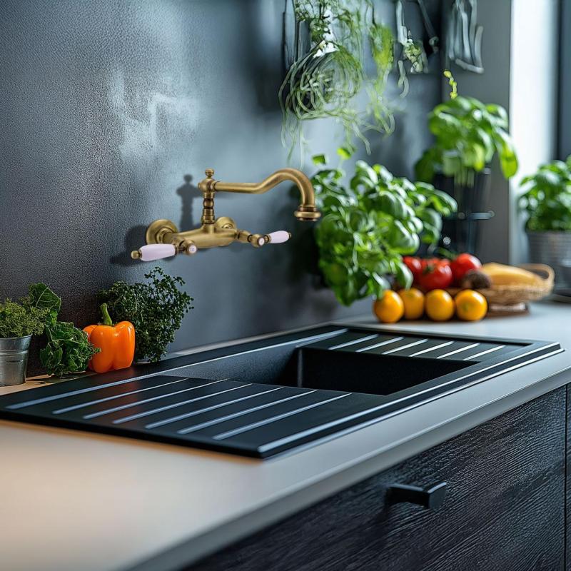 PB klassinen hana Seinään asennettava hana Valkoiset kahvat Pronssi 1208854182