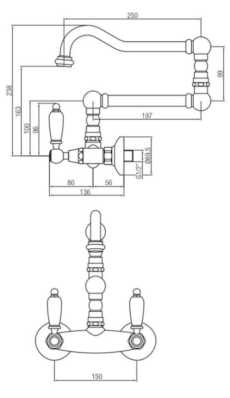 PB klassinen hana
Seinään asennettava hana
Valkoiset kahvat
Erityisen pitkä kääntyvä juoksuputki
Ruostumaton teräs
1208854252