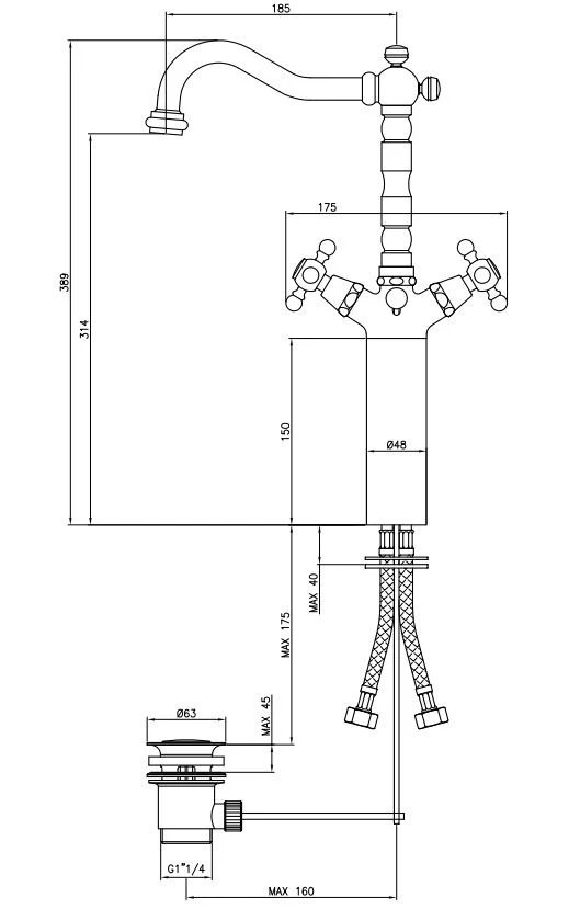 PB klassinen korotettu pesuallashana tähtinupit juoksuputki 18 cm Pronssi 1208854992