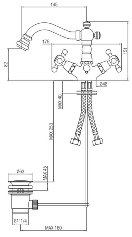 PB klassinen bideehana 145 mm juoksuputki Kromi 1208855012