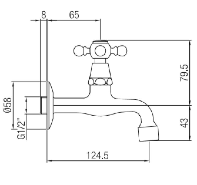 PB klassinen seinähanan kylmävesihana tähtinupilla, ruostumaton teräs 1208855612