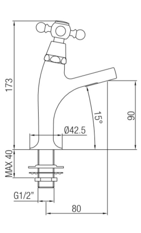 PB klassinen hanavesihana tähtikahvalla kylmälle vedelle, pieni malli, ruostumaton teräs, 1208855702