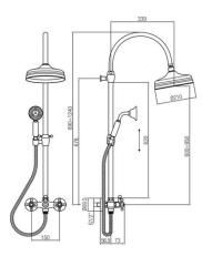 PB klassieke doucheset met opbouw sterknoppen en regendouche, telescopische douchekolom, chroom 1208855922