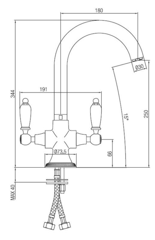 PB klassinen keittiöhana valkoisilla kahvoilla kromi 1208910882