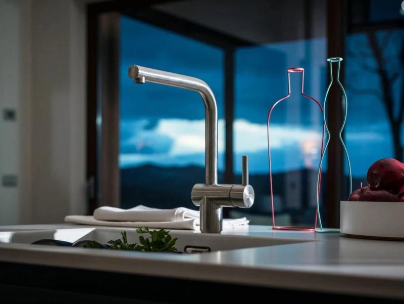 Franke massief roestvrijstalen keukenkraan Atlas Neo draaibare uitloop 115.0521.435