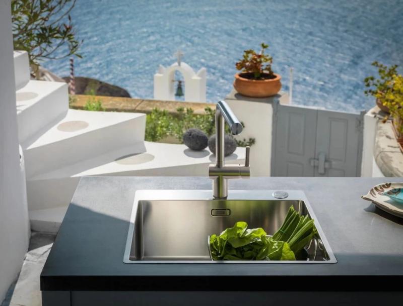 Franke massief roestvrijstalen keukenkraan Atlas Neo draaibare uitloop 115.0521.435