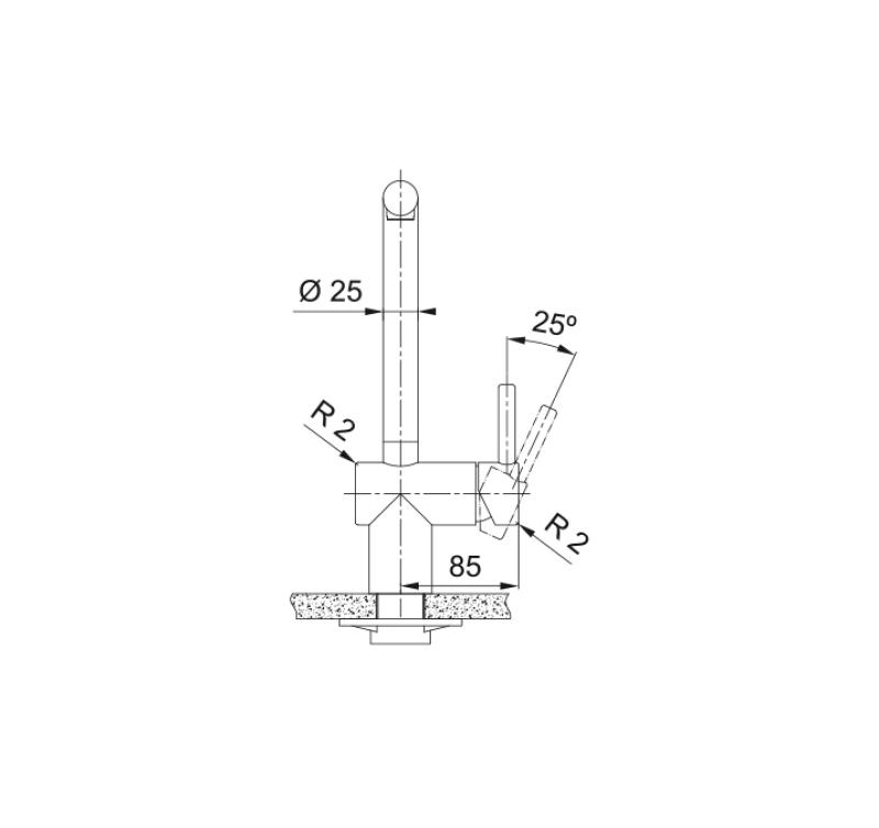 Franke massief roestvrijstalen keukenkraan Atlas Neo draaibare uitloop 115.0521.435