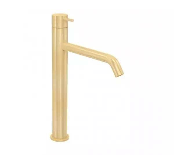 Waterevolution Flow wastafel kraana voor waskommen PVD geborsteld light gold T115WGE