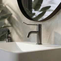 Waterevolution Flow wastafelkraan incl. click plug PVD gun metal T111GME