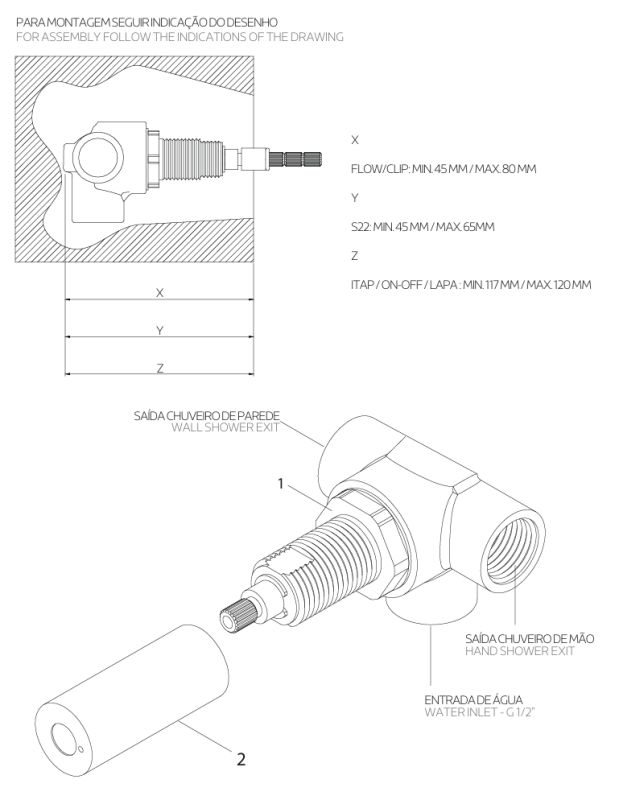 Waterevolution Flow sisäänrakennettu sekoitusventtiili kahdella ulostulolla, ruostumaton teräs, pyöreä peitelevy