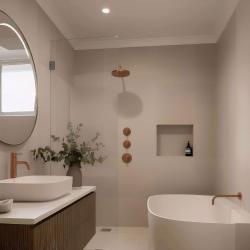 Waterevolution Flow sisäänrakennettu suihkutermostaatti, jossa on 2 sulkuventtiiliä, PVD harjattua kuparia