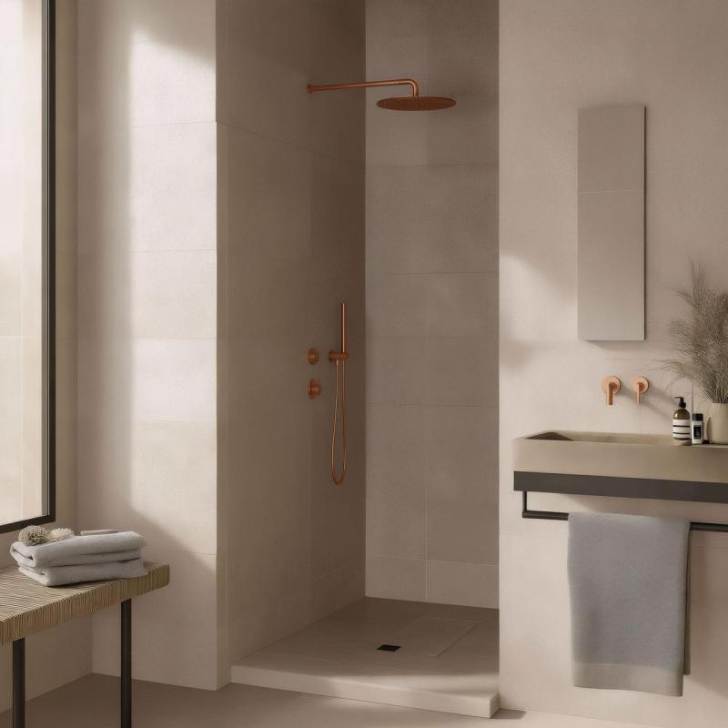 Waterevolution Flow upotettava suihkutermostatti, 1 vaihtoventtiili, kupari