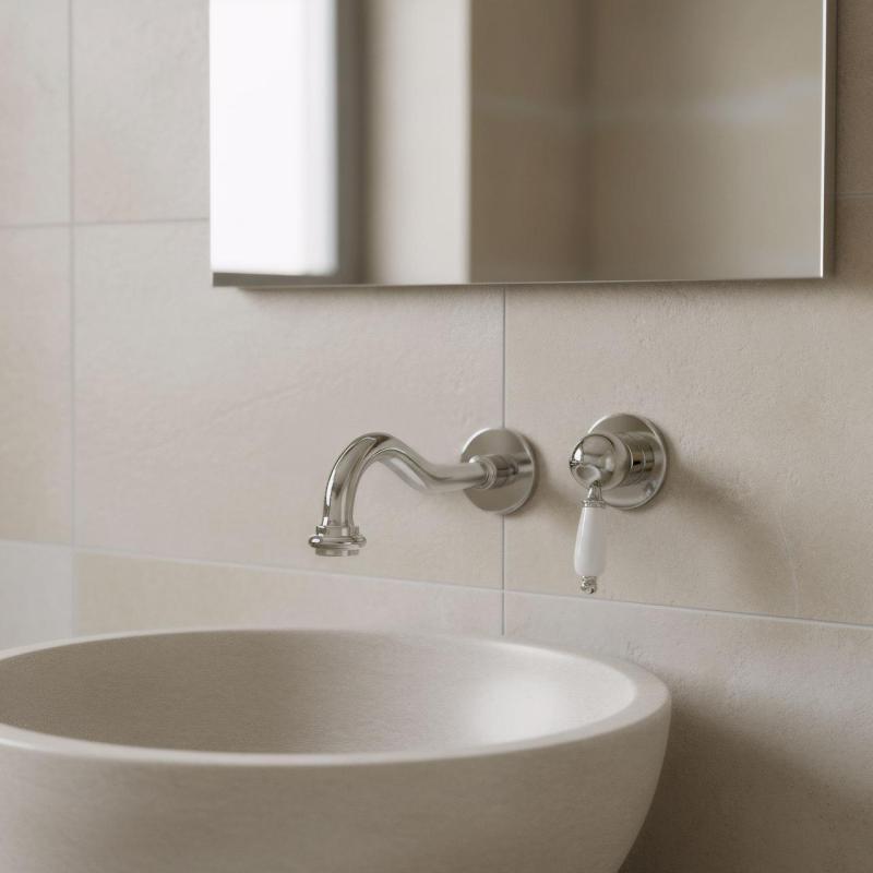 PB nostalginen upotettu pesuallashana Vintage 21cm ulostulo kromi