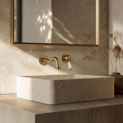 PB nostalginen sisäänrakennettu pesuallashana Vintage 21 cm ulosotto Pronssi