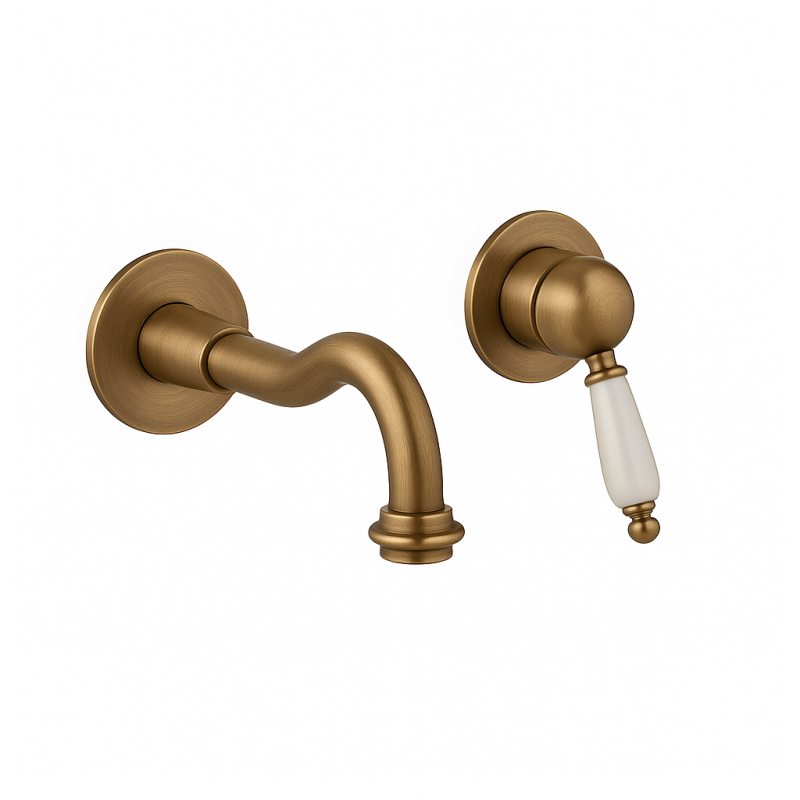 PB nostalginen sisäänrakennettu pesuallashana Vintage 21 cm ulosotto Pronssi