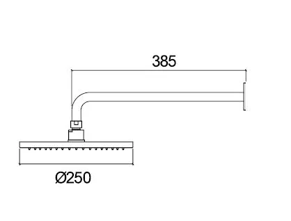 Waterevolution Flow hoofddouche 250 mm met muuraansluiting Gun Metal T164125GME