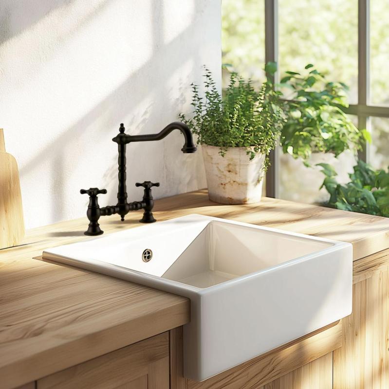 PB Nostalginen Silta-keittiöhana Matta musta kulma-nokka tähtinupilla PBN.ZW.H.ST