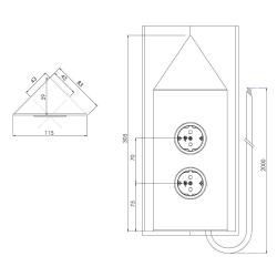 Indux Energiasäiliö, 2 pistorasiaa, maadoitettu, kulma, musta 1208953221