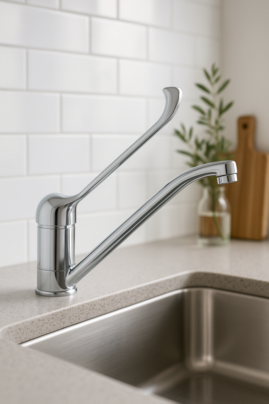 PB Clinic keittiöhana liikuntarajoitteisille, kääntyvä ja pitkä kahva, kromi 1208953266