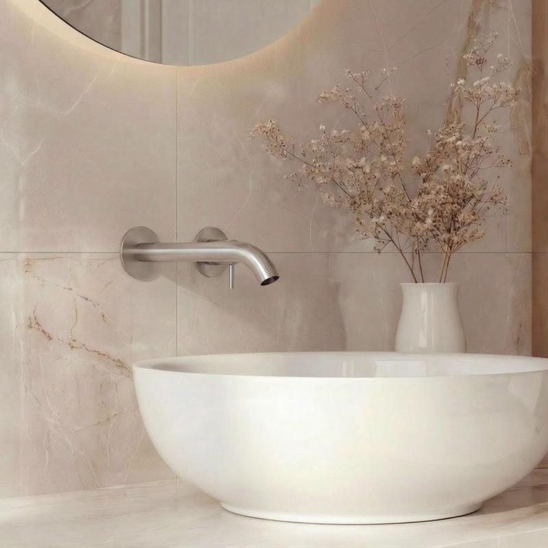 SB Round ingebouwde wastafelmengkraan geborsteld nikkel 162 mm