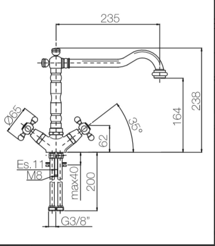 Nostalginen klassinen keittiöhana V1910 Kupari kääntyvällä juoksuputkella 1208953526