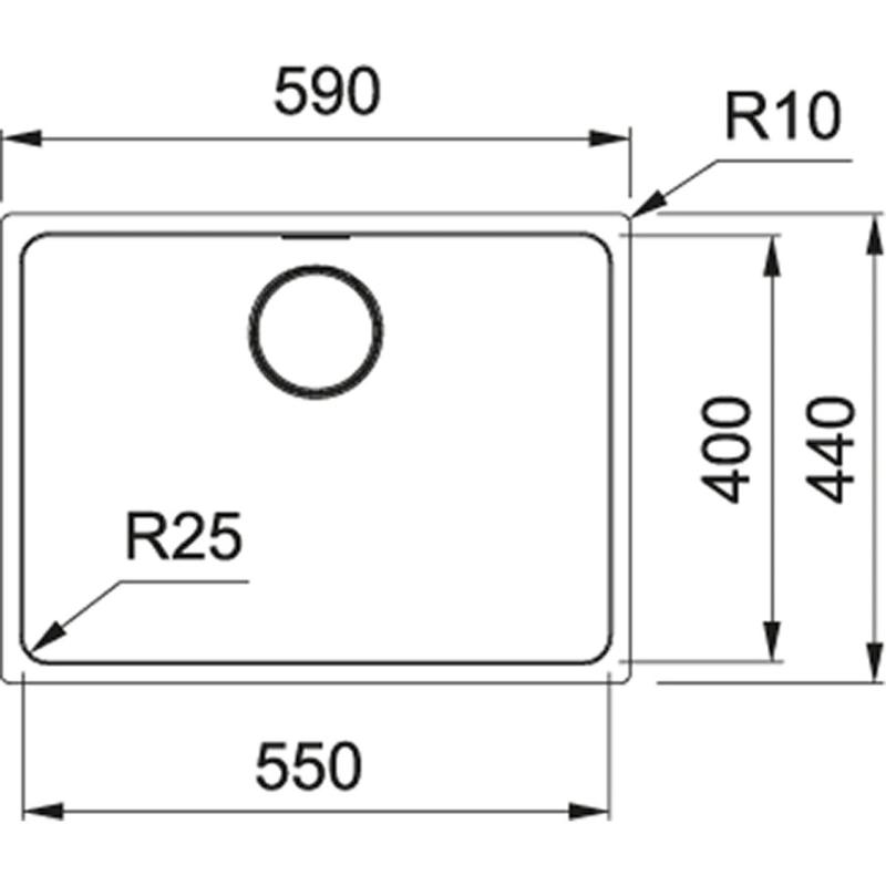 Franke Mythos MYX 110.55 ruostumattomasta teräksestä valmistettu pesuallas 55x40cm upotettava 122.0638.200